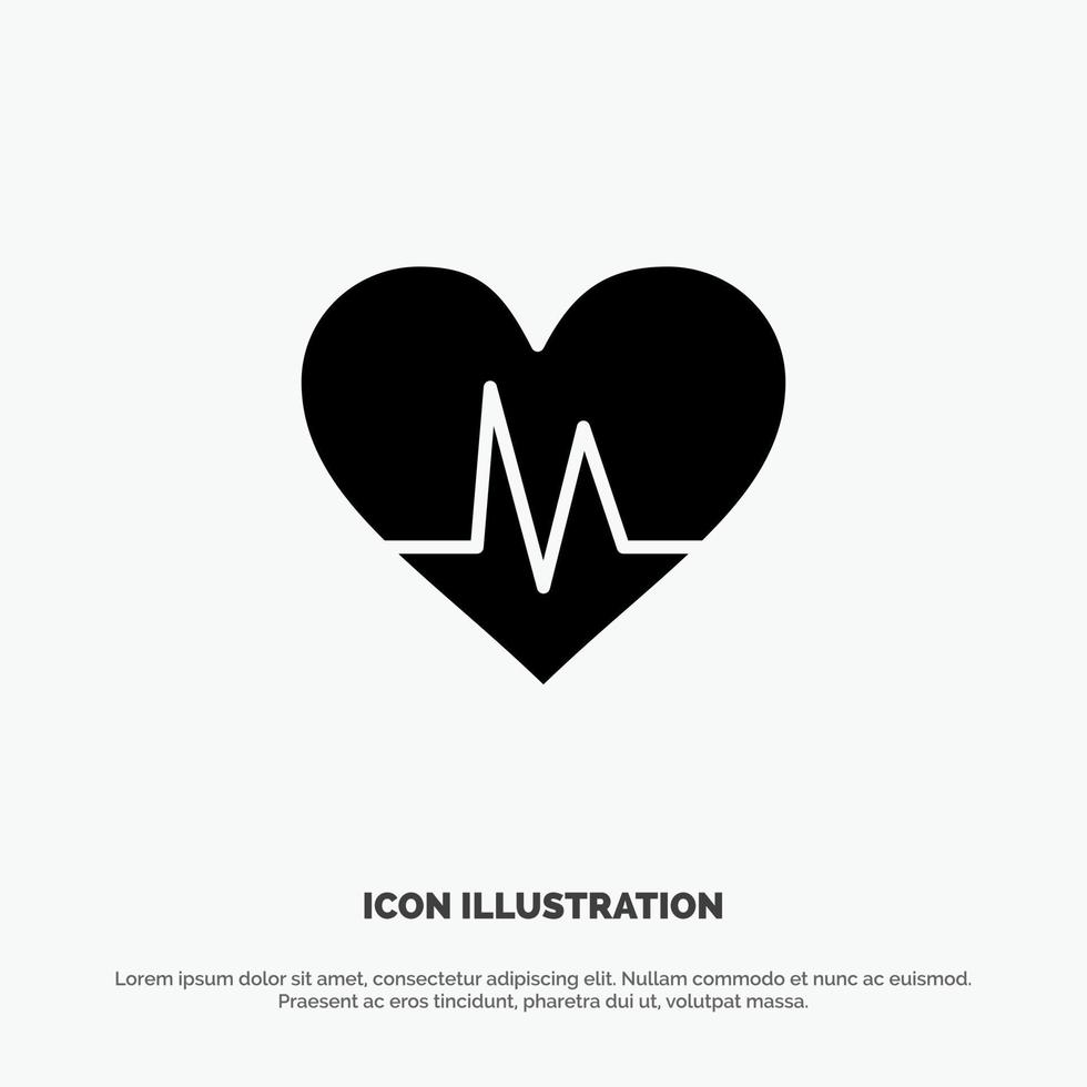 Ecg Heart Heartbeat Pulse Solid Black Glyph Icon vector