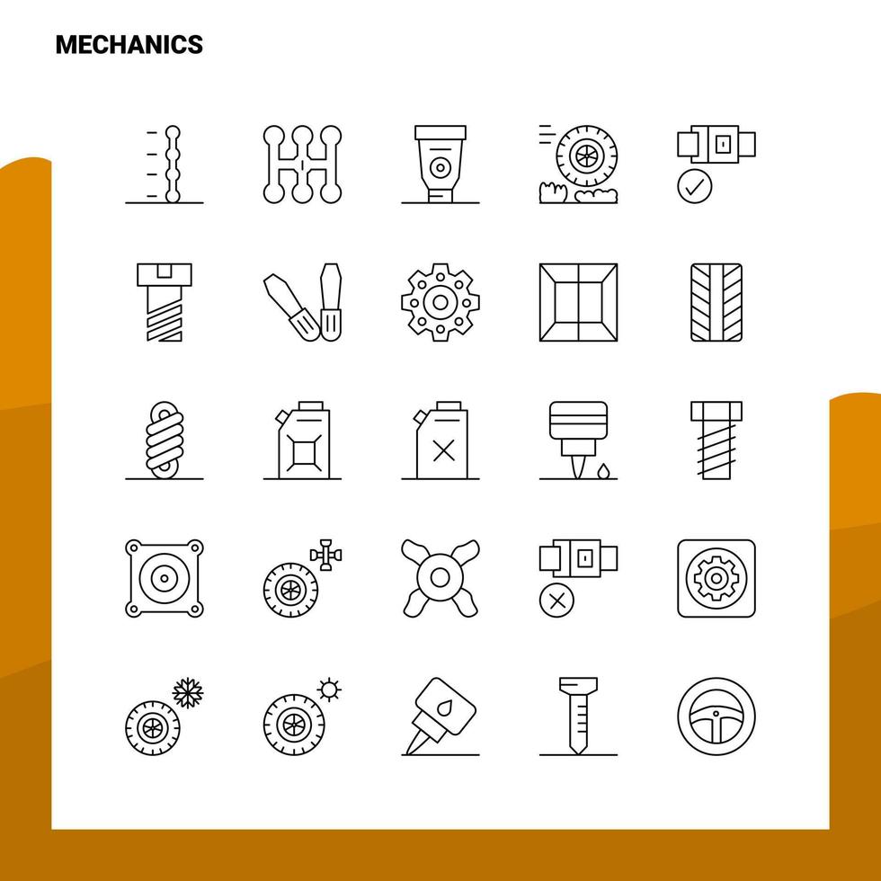 Set of Mechanics Line Icon set 25 Icons Vector Minimalism Style Design Black Icons Set Linear pictogram pack