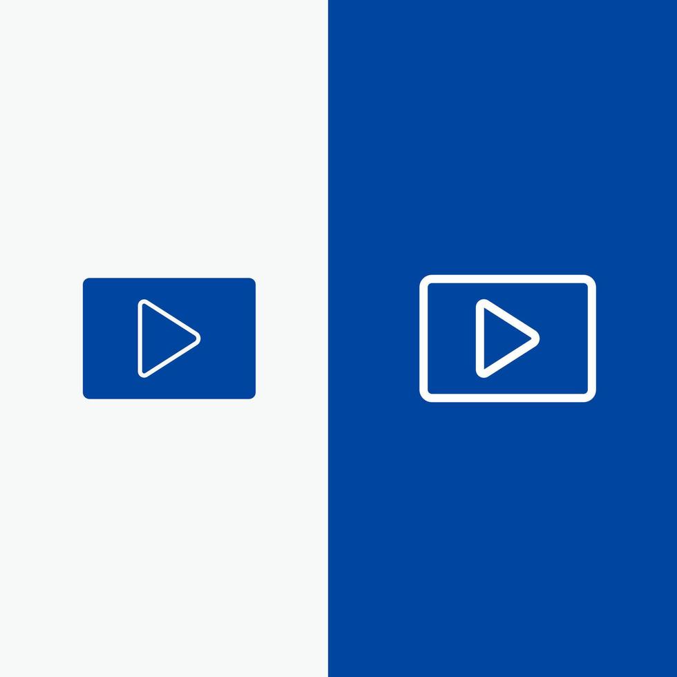 youtube paly reproductor de video línea y glifo icono sólido banner azul línea y glifo icono sólido banner azul vector