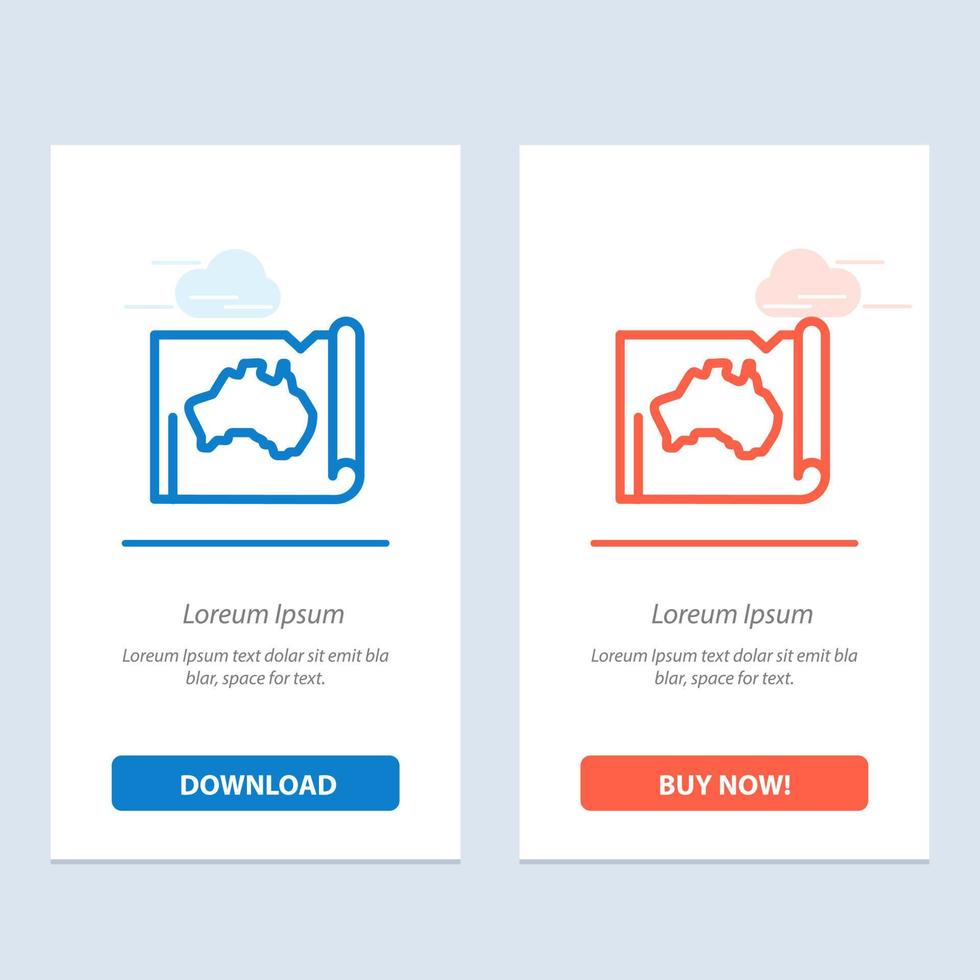 Australia Australian Country Location Map Travel  Blue and Red Download and Buy Now web Widget Card Template vector