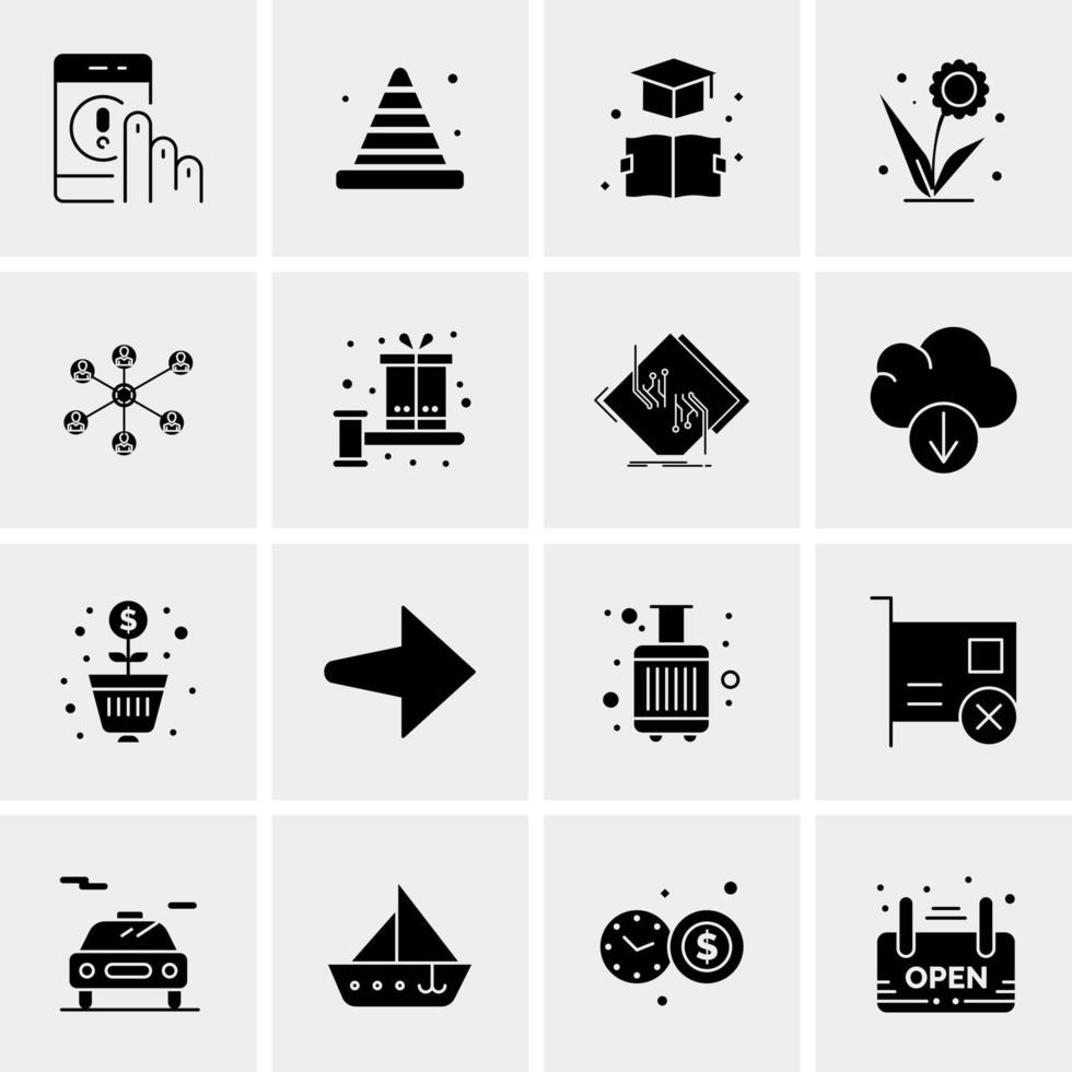 16 iconos de negocios universales vector ilustración de icono creativo para usar en proyectos relacionados con la web y dispositivos móviles