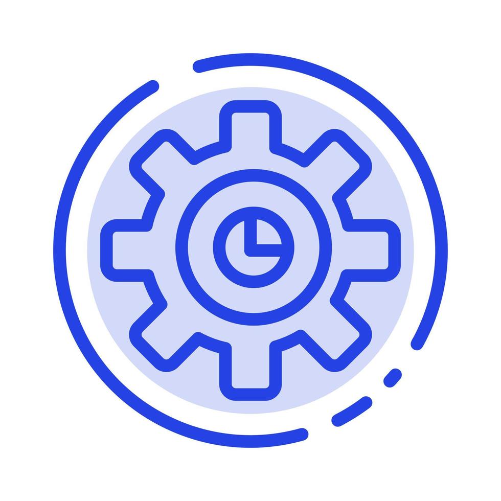 Graph Marketing Gear Setting Blue Dotted Line Line Icon vector