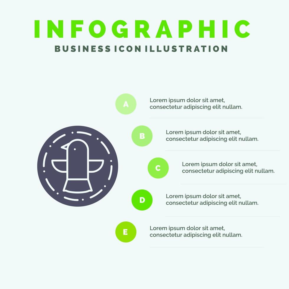 americano pájaro celebración águila sólido icono infografía 5 pasos presentación antecedentes vector