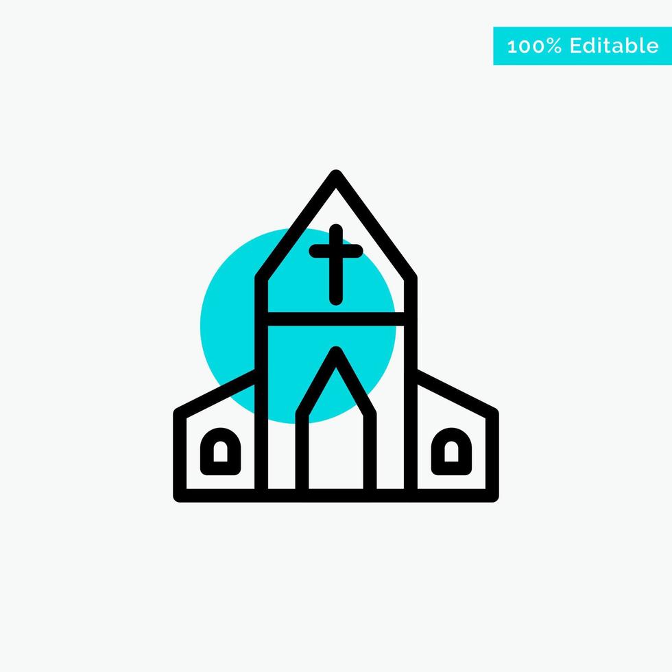 iglesia casa pascua cruz turquesa resaltar círculo punto vector icono