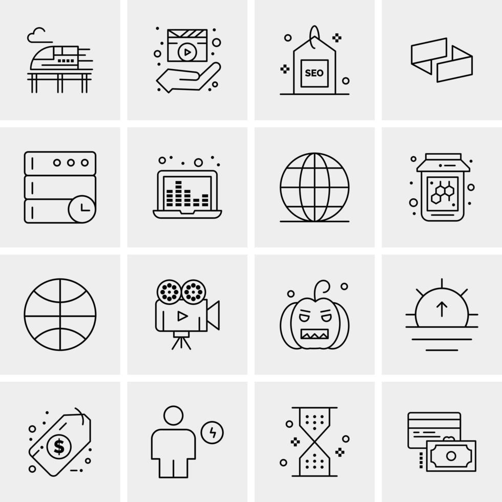 16 iconos de negocios universales vector ilustración de icono creativo para usar en proyectos relacionados con la web y dispositivos móviles