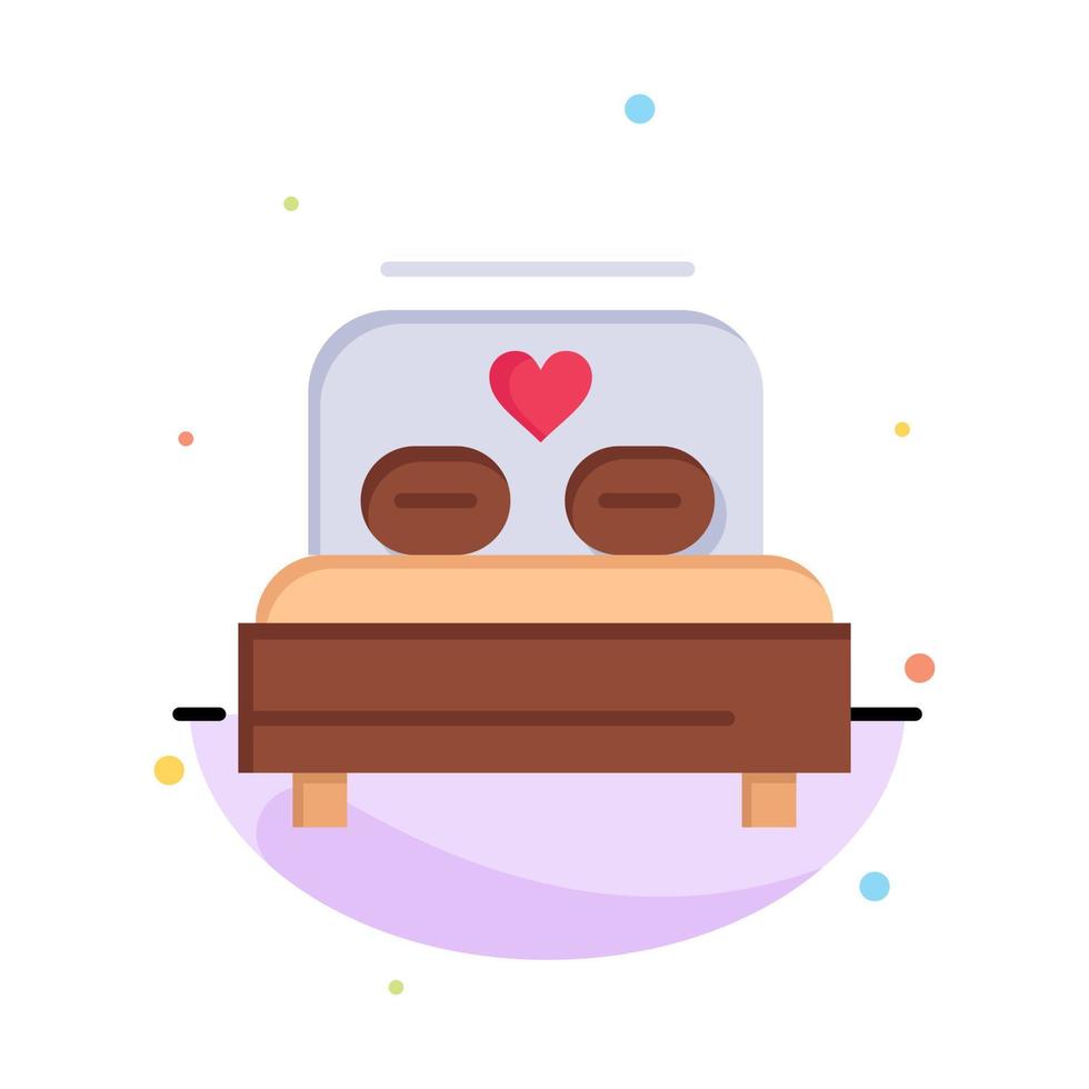 Bed Love Heart Wedding Abstract Flat Color Icon Template vector