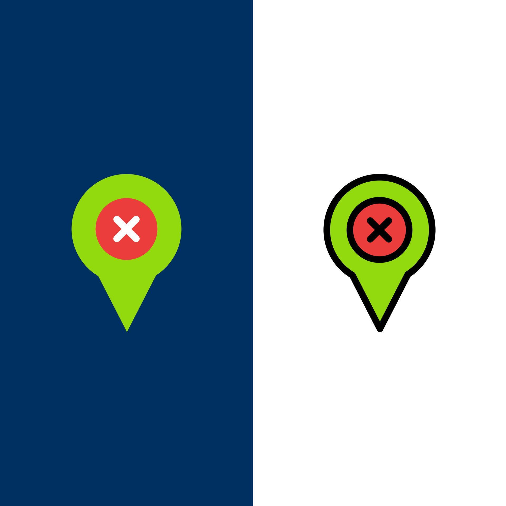 Add Pin Location Map Icons Flat and Line Filled Icon Set Vector Blue