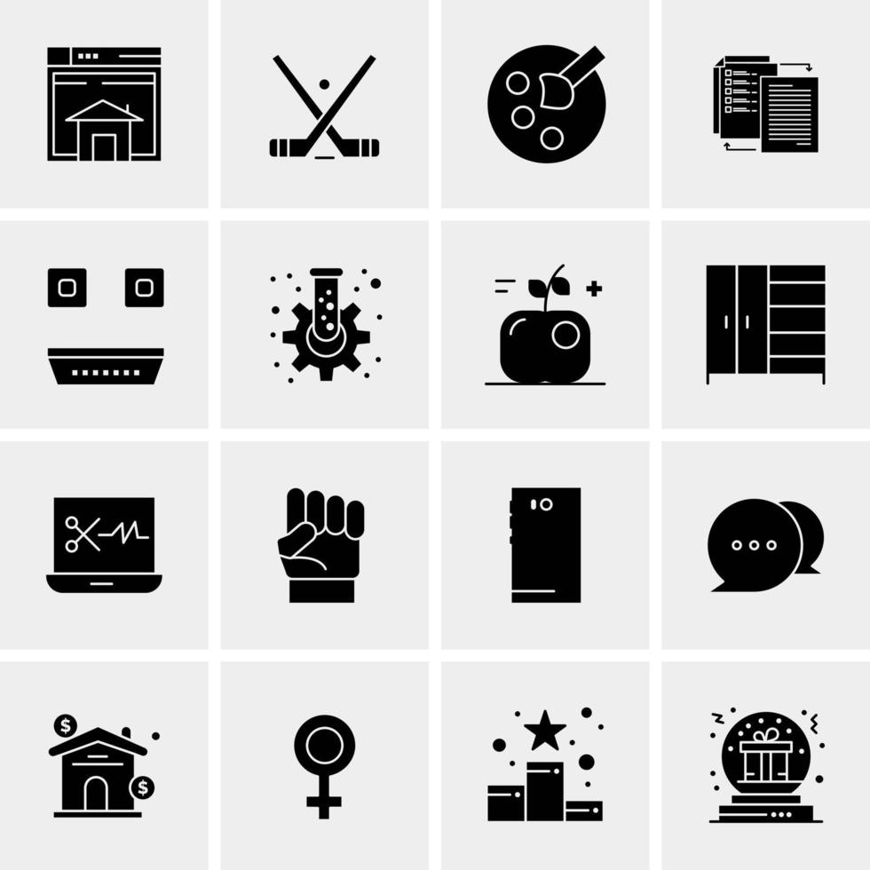 16 iconos de negocios universales vector ilustración de icono creativo para usar en proyectos relacionados con la web y dispositivos móviles