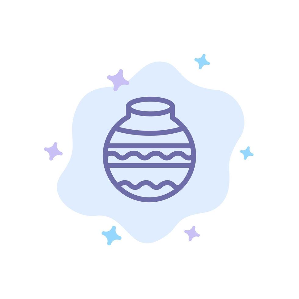 olla arena agua pongal festival icono azul sobre fondo de nube abstracta vector
