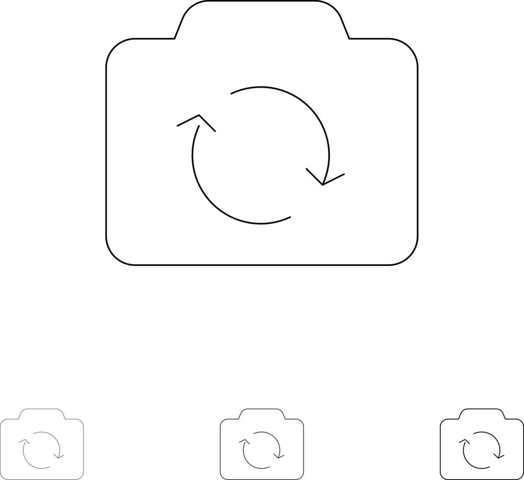 Camera Refresh Basic Ui Bold and thin black line icon set vector