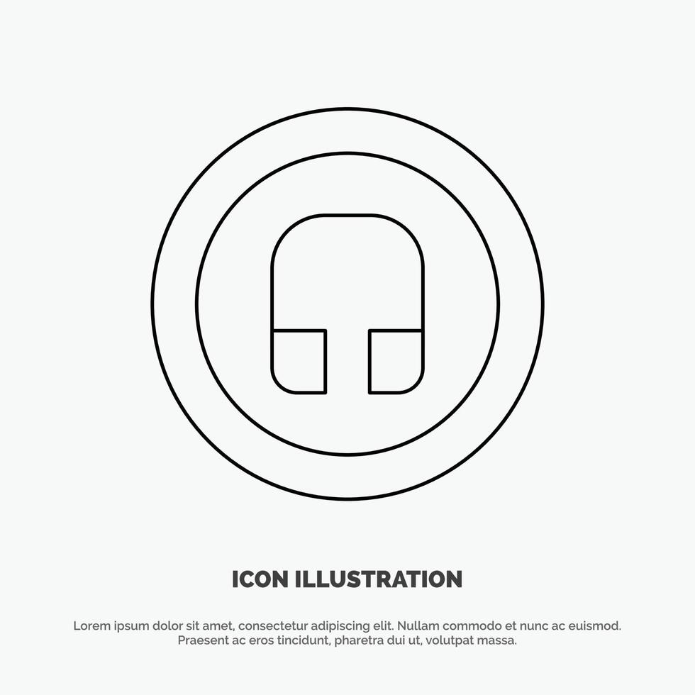 Earphone Headphone Basic Ui Line Icon Vector