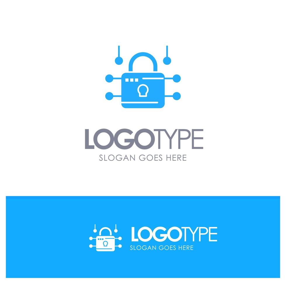 Lock Locked Security Secure Blue Solid Logo with place for tagline vector