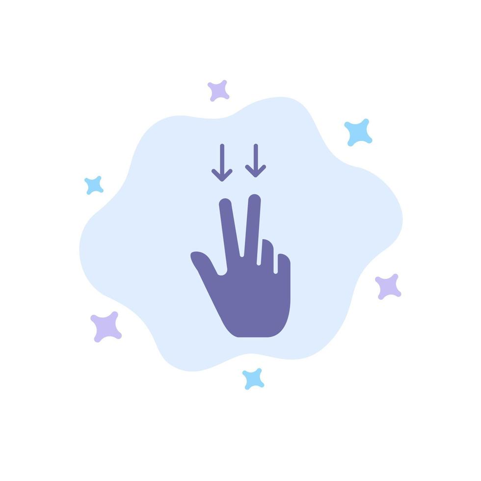 Fingers Gesture  Down Blue Icon on Abstract Cloud Background vector