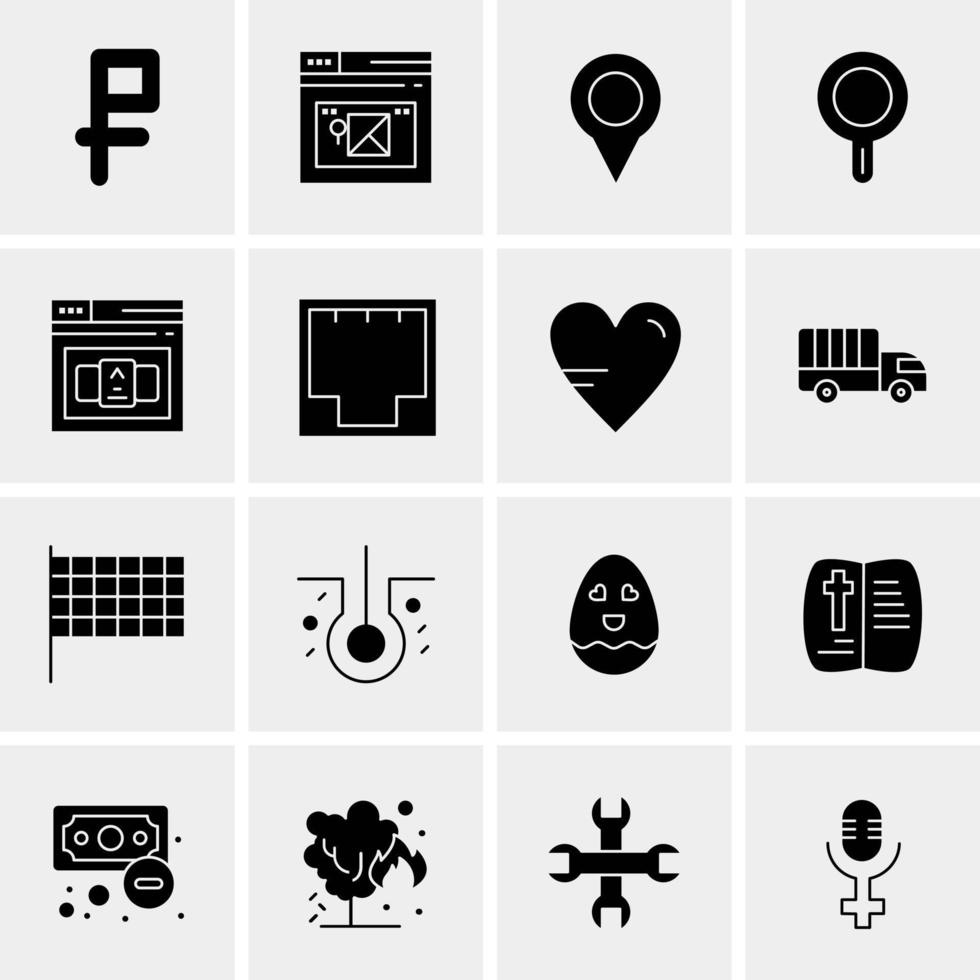 16 iconos de negocios universales vector ilustración de icono creativo para usar en proyectos relacionados con la web y dispositivos móviles