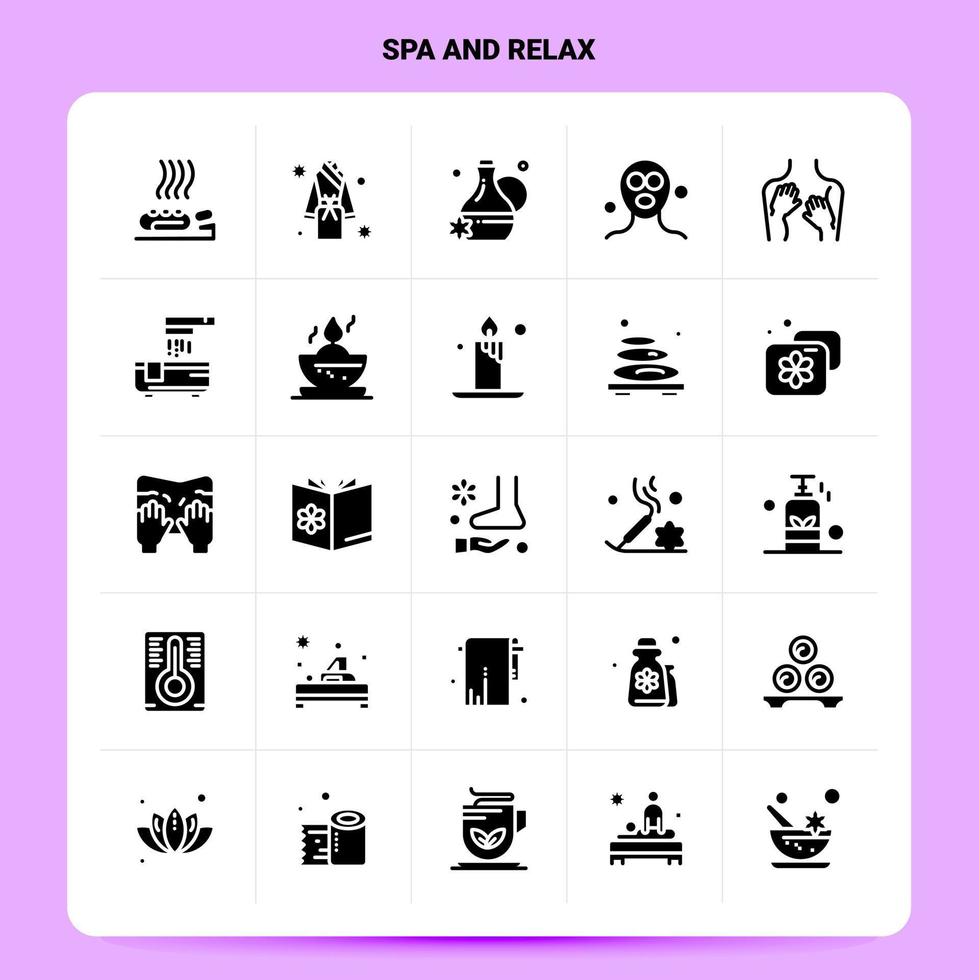 Solid 25 Spa And Relax Icon set Vector Glyph Style Design Black Icons Set Web and Mobile Business ideas design Vector Illustration