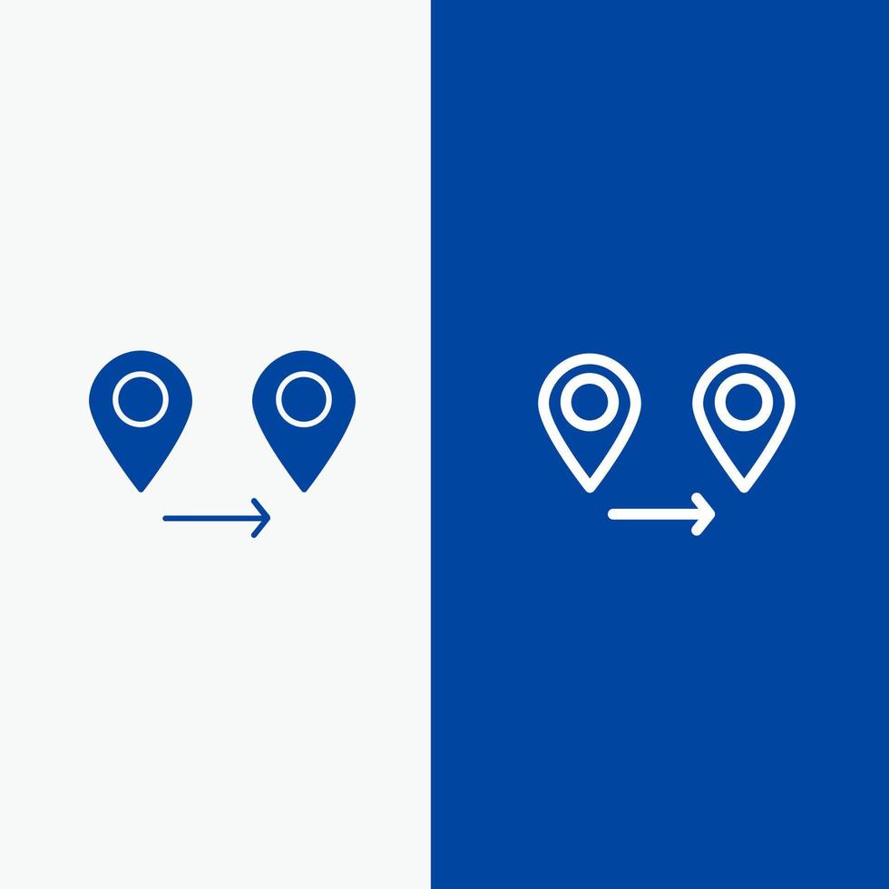 línea de mapa de ubicación gps y glifo icono sólido banner azul línea y glifo icono sólido banner azul vector