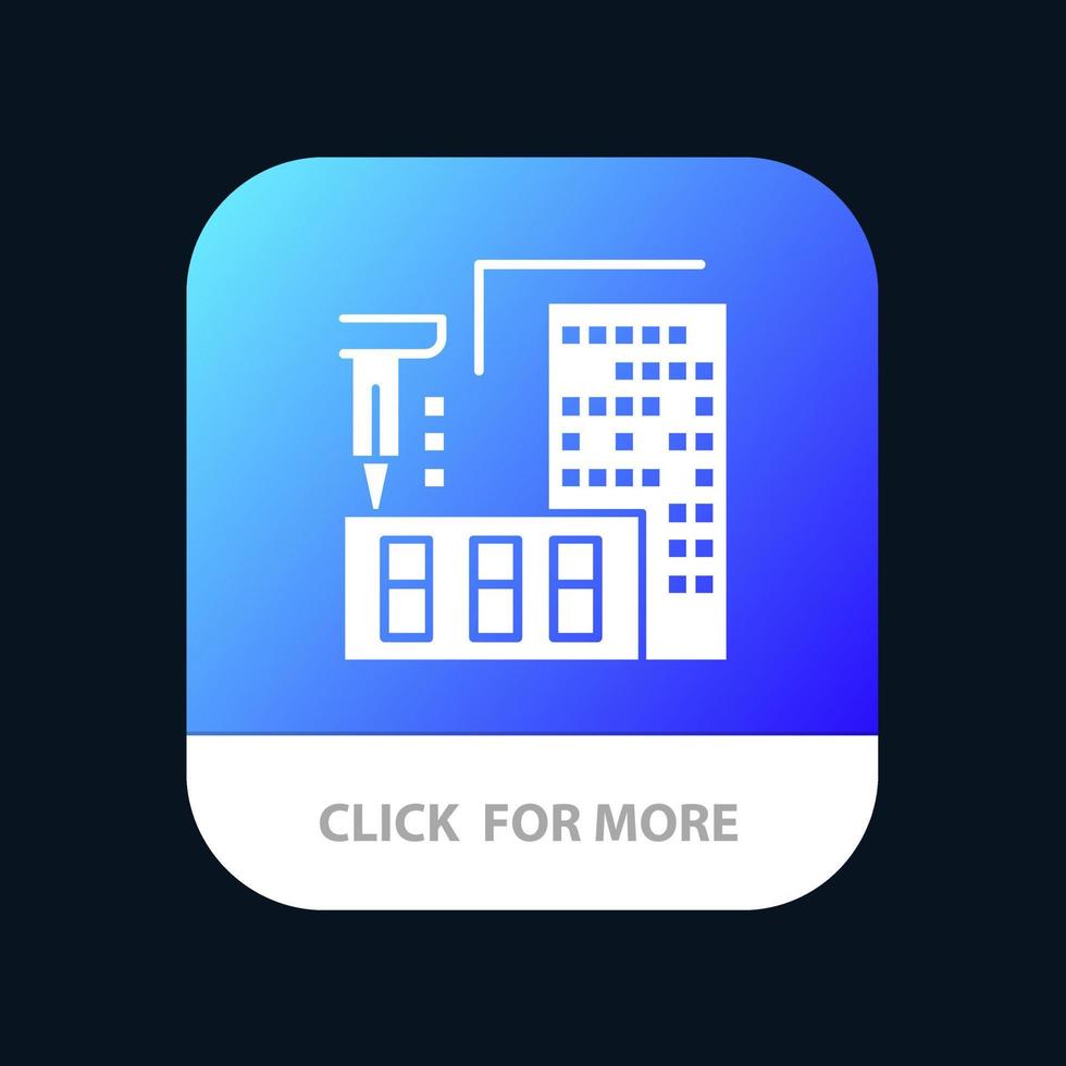 3d Architecture Construction Fabrication Home Mobile App Button Android and IOS Glyph Version vector