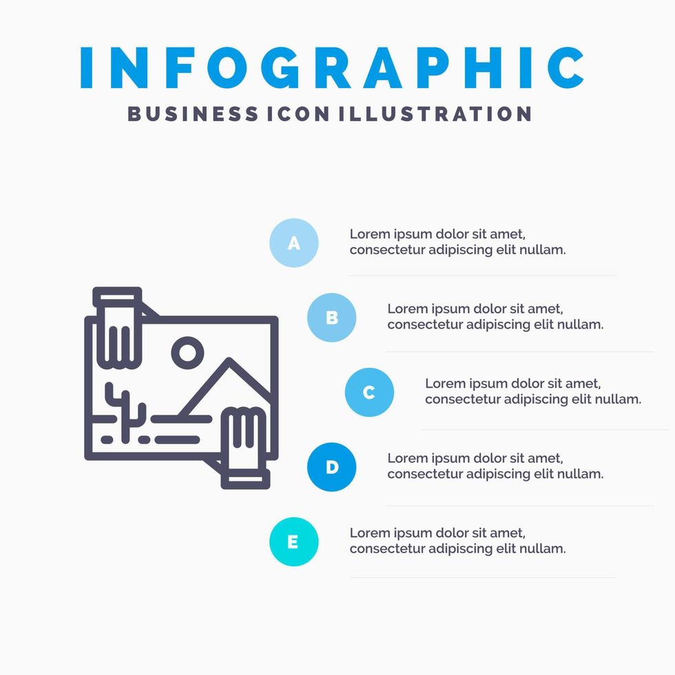 Contribution Distribution Dividend Image Photo Line icon with 5 steps presentation infographics Background vector