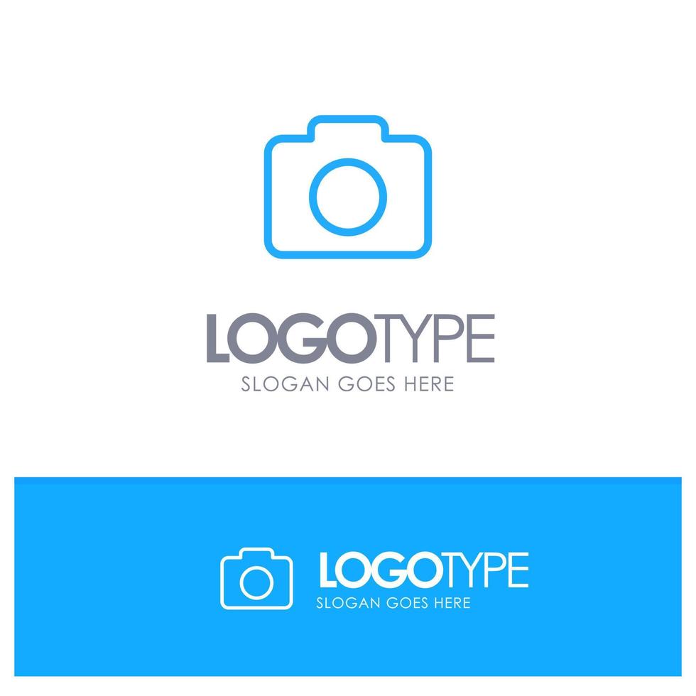 logotipo de contorno azul de imagen de cámara de instagram con lugar para eslogan vector