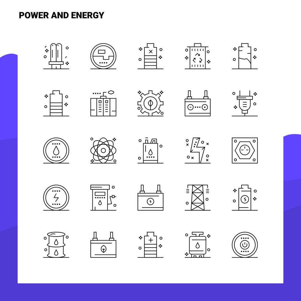 Set of Power And Energy Line Icon set 25 Icons Vector Minimalism Style Design Black Icons Set Linear pictogram pack
