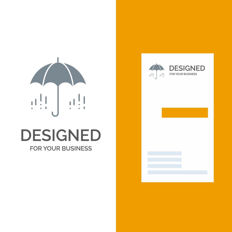 Umbrella Rain Weather Spring Grey Logo Design and Business Card Template vector