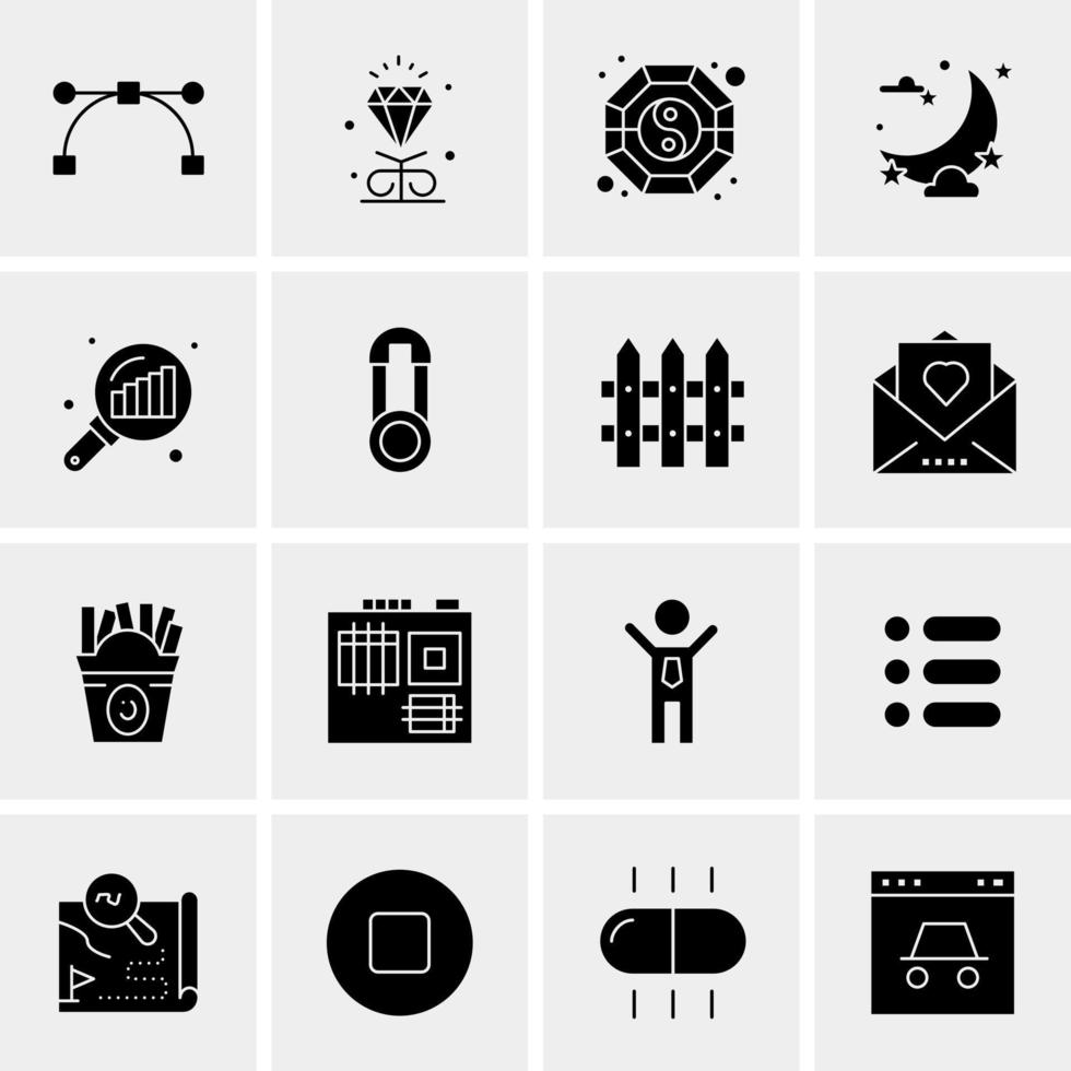 16 iconos de negocios universales vector ilustración de icono creativo para usar en proyectos relacionados con la web y dispositivos móviles