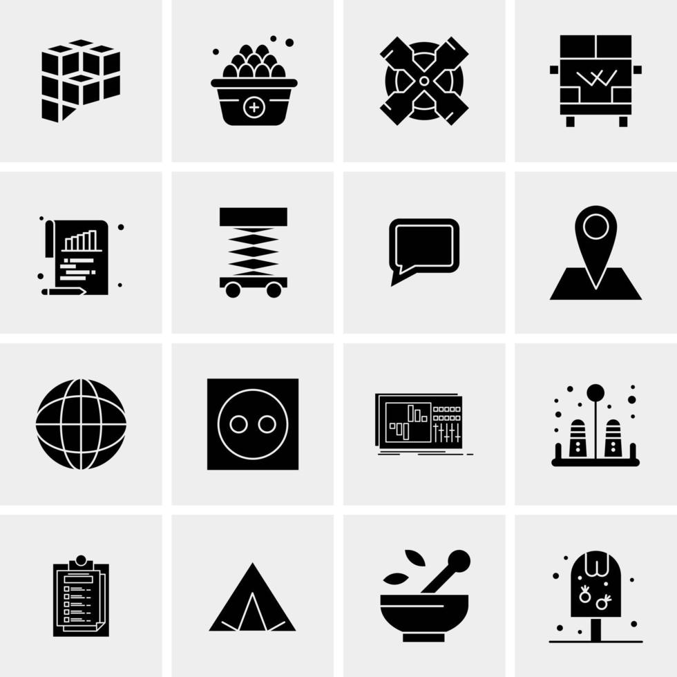 16 iconos de negocios universales vector ilustración de icono creativo para usar en proyectos relacionados con la web y dispositivos móviles