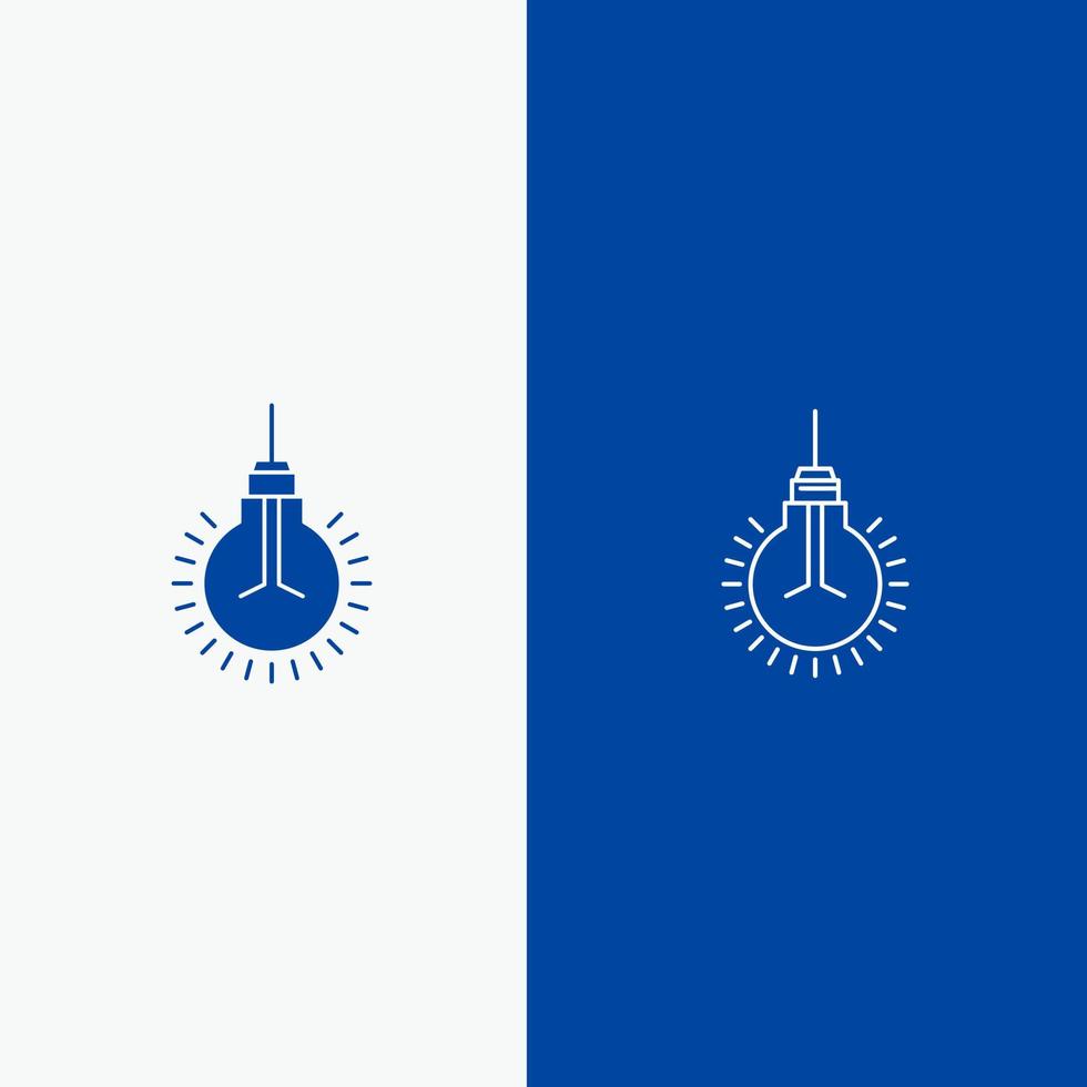 bombilla idea consejos línea de sugerencia y glifo icono sólido banner azul línea y glifo icono sólido banner azul vector