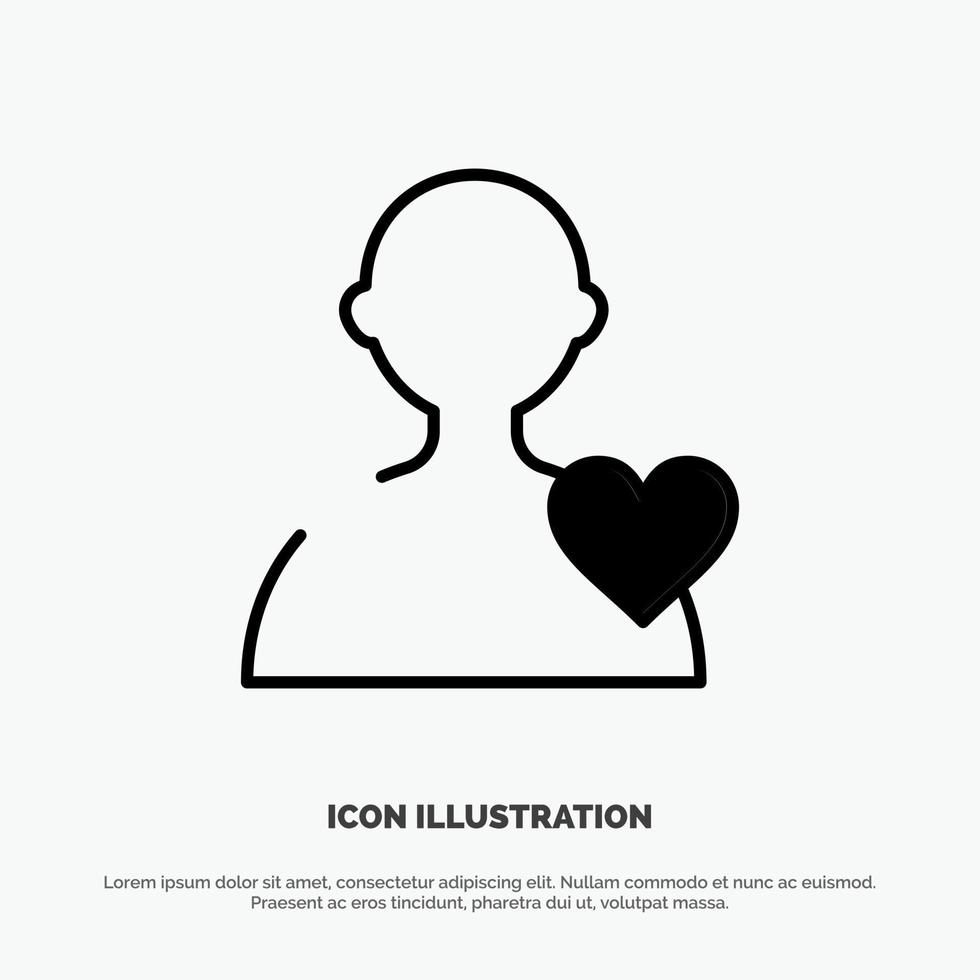 User Love Heart solid Glyph Icon vector