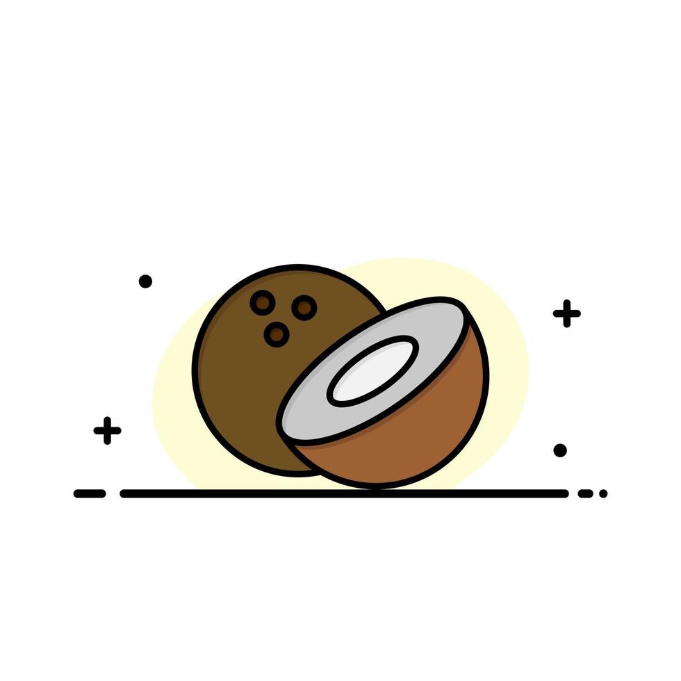 Coconut Food  Business Flat Line Filled Icon Vector Banner Template