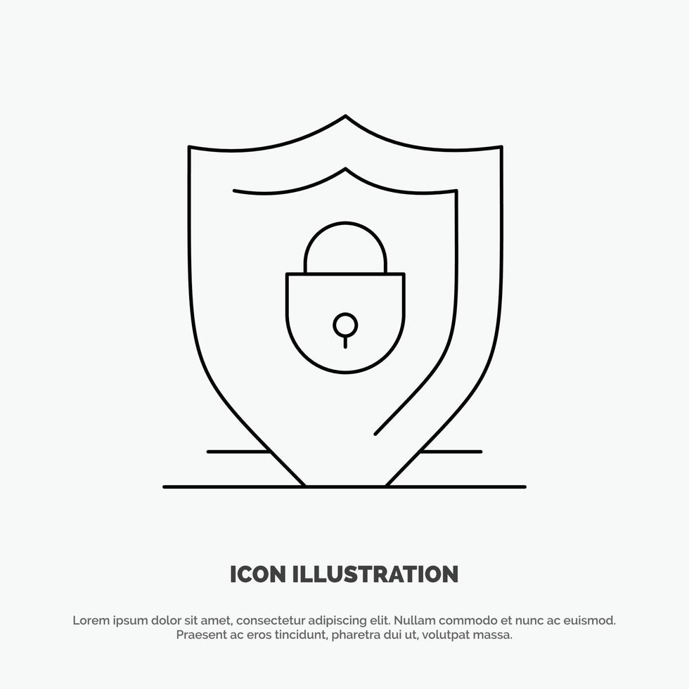 Internet Shield Lock Security Line Icon Vector