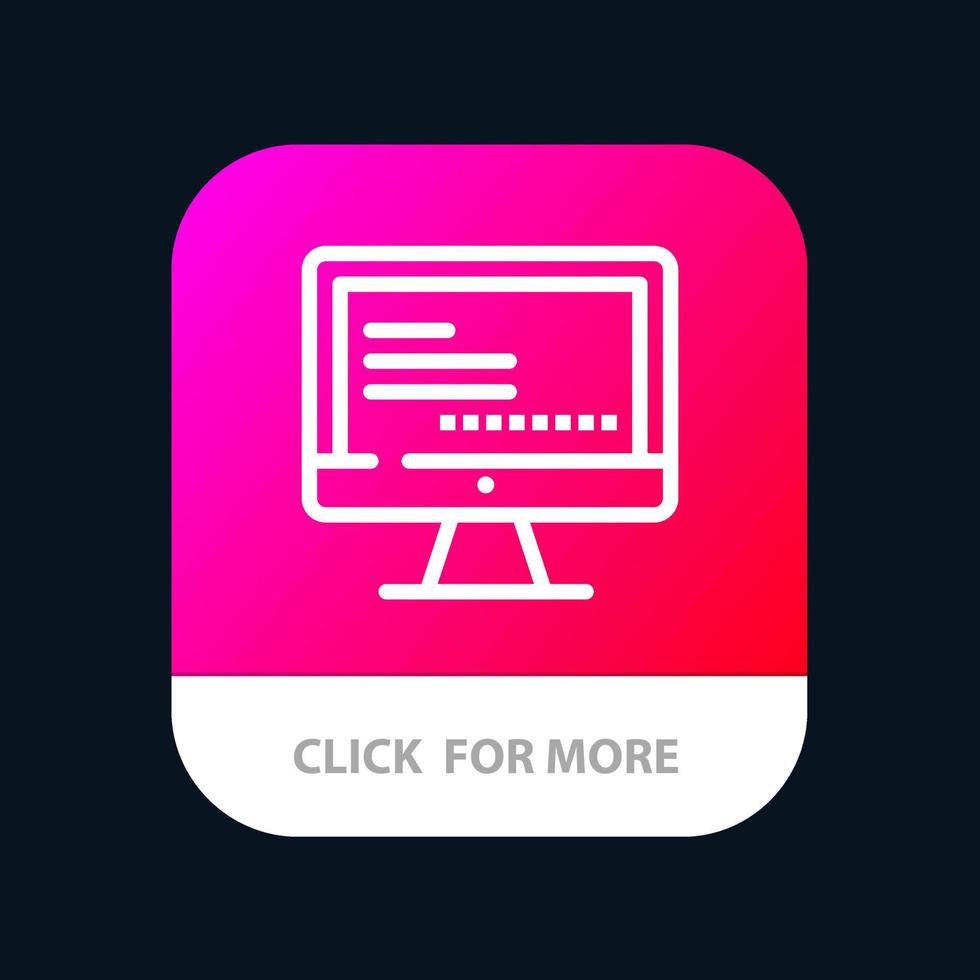 Computer Monitor Text Education Mobile App Button Android and IOS Line Version vector
