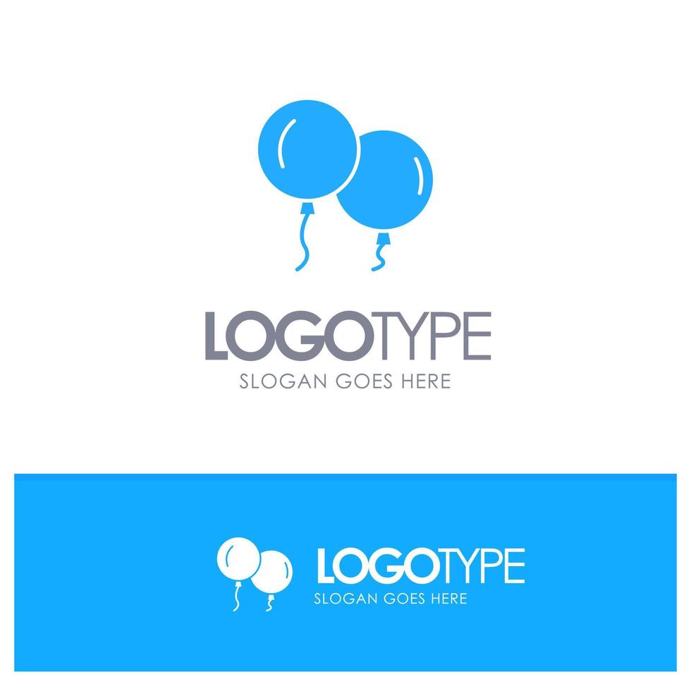 Balloons Fly Spring Blue Solid Logo with place for tagline vector