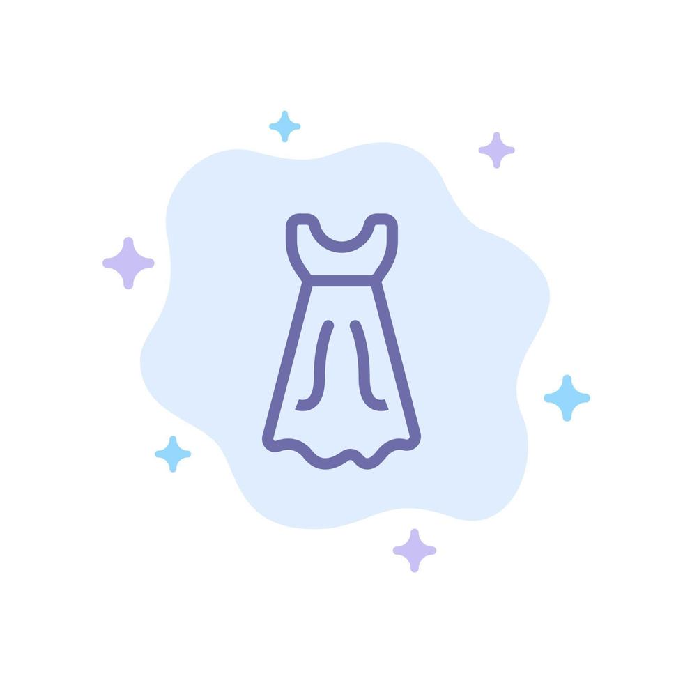 Dress Girl Wedding Blue Icon on Abstract Cloud Background vector