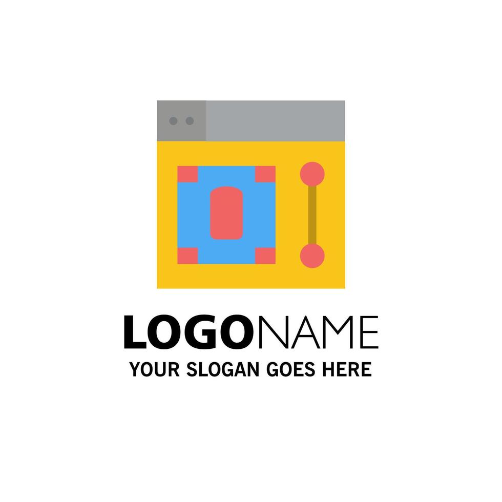 Web Design Designer Tool Business Logo Template Flat Color vector