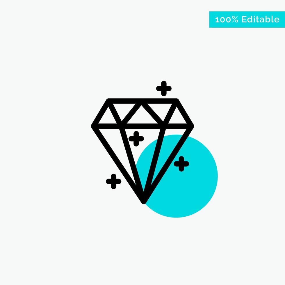 Diamond Crystal Success Prize turquoise highlight circle point Vector icon
