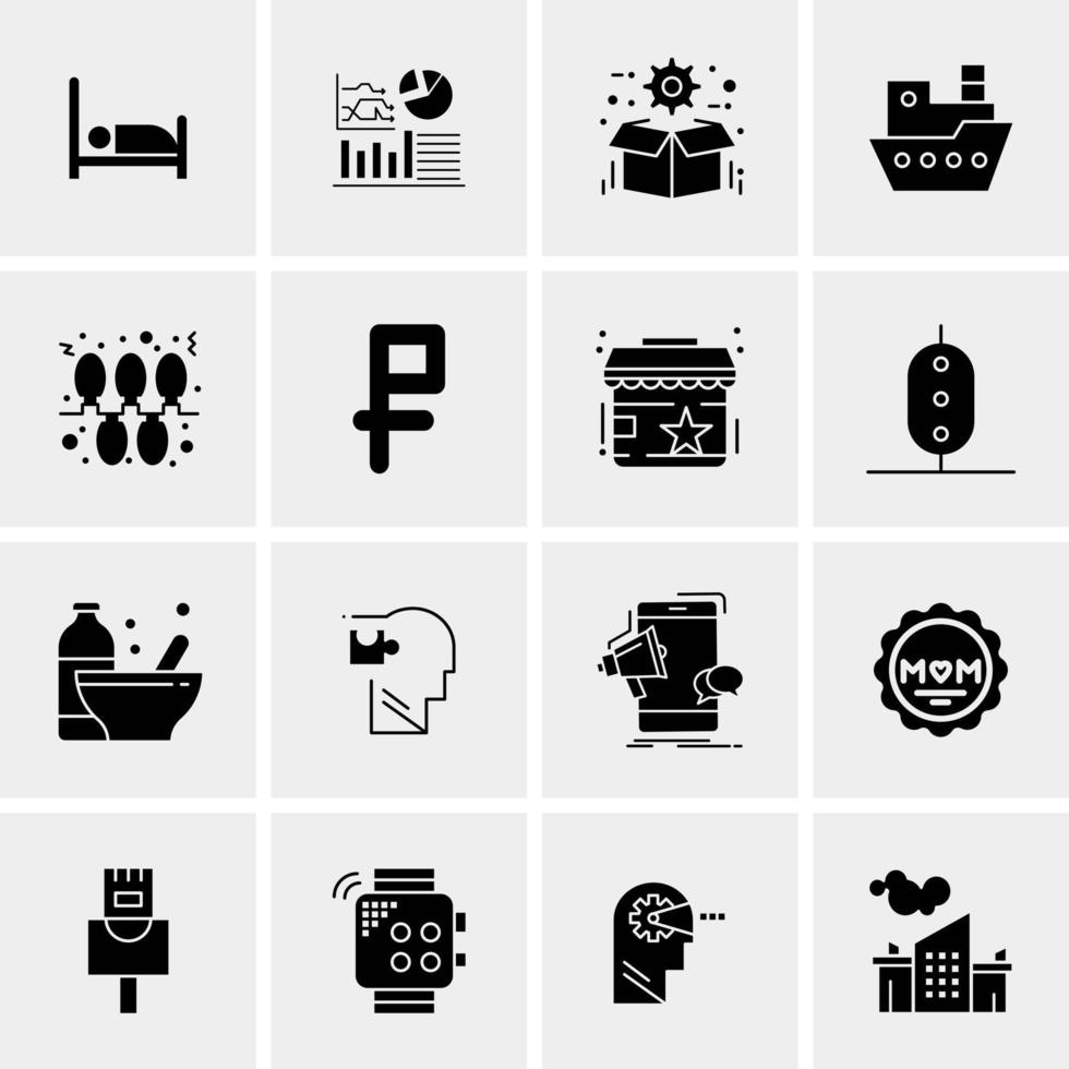 16 iconos de negocios universales vector ilustración de icono creativo para usar en proyectos relacionados con la web y dispositivos móviles