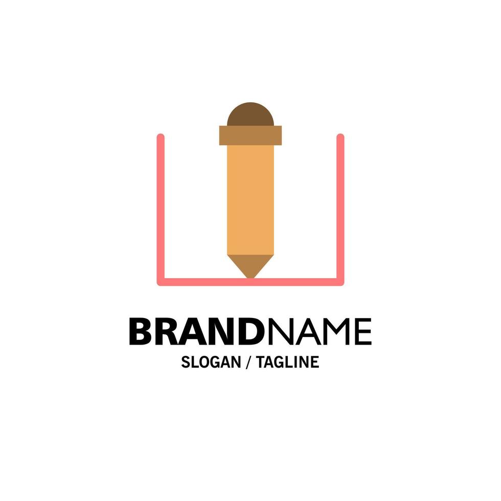 Pencil Text Education Business Logo Template Flat Color vector