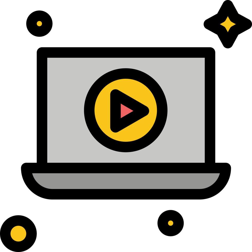 Laptop Play Video  Flat Color Icon Vector icon banner Template