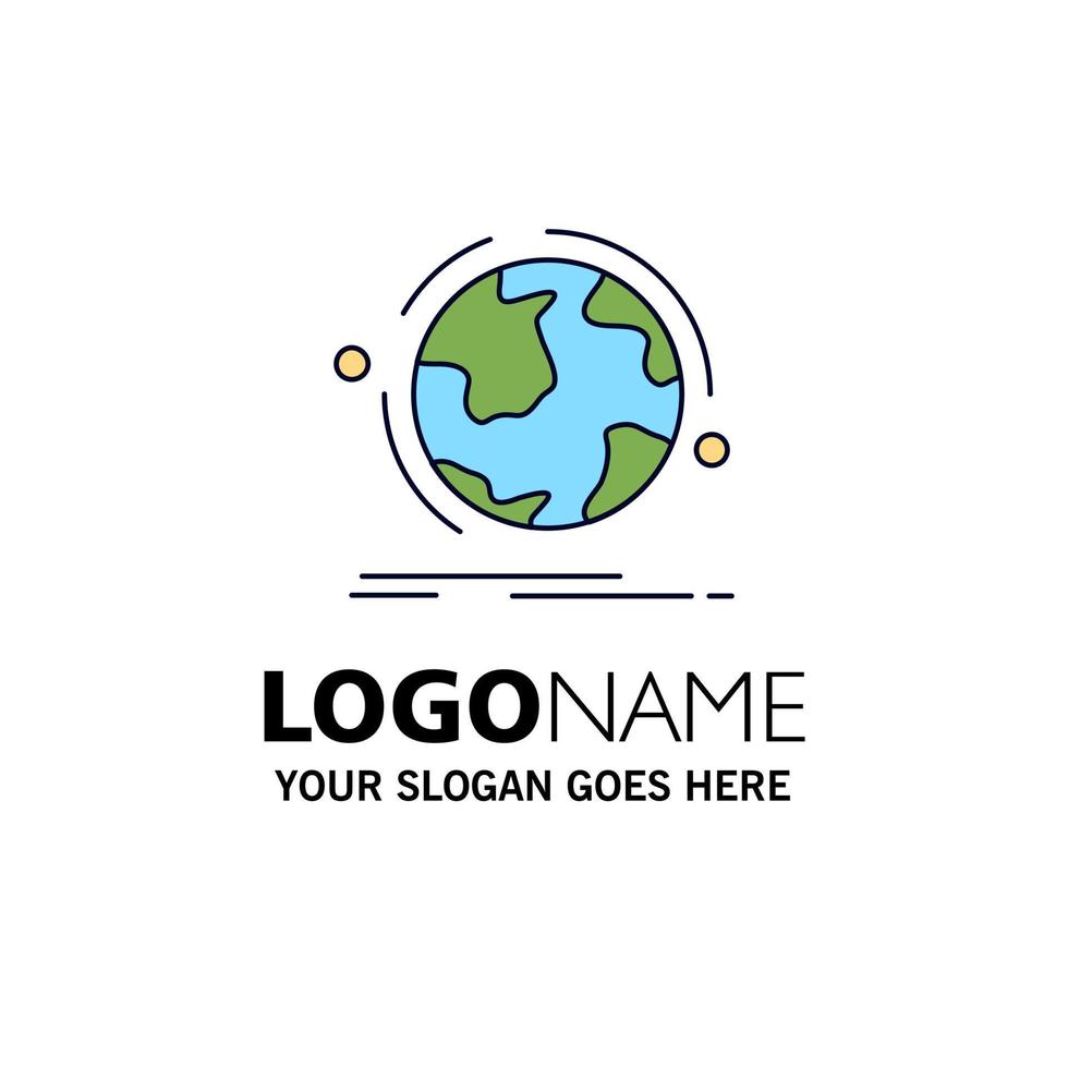 globe world discover connection network Flat Color Icon Vector