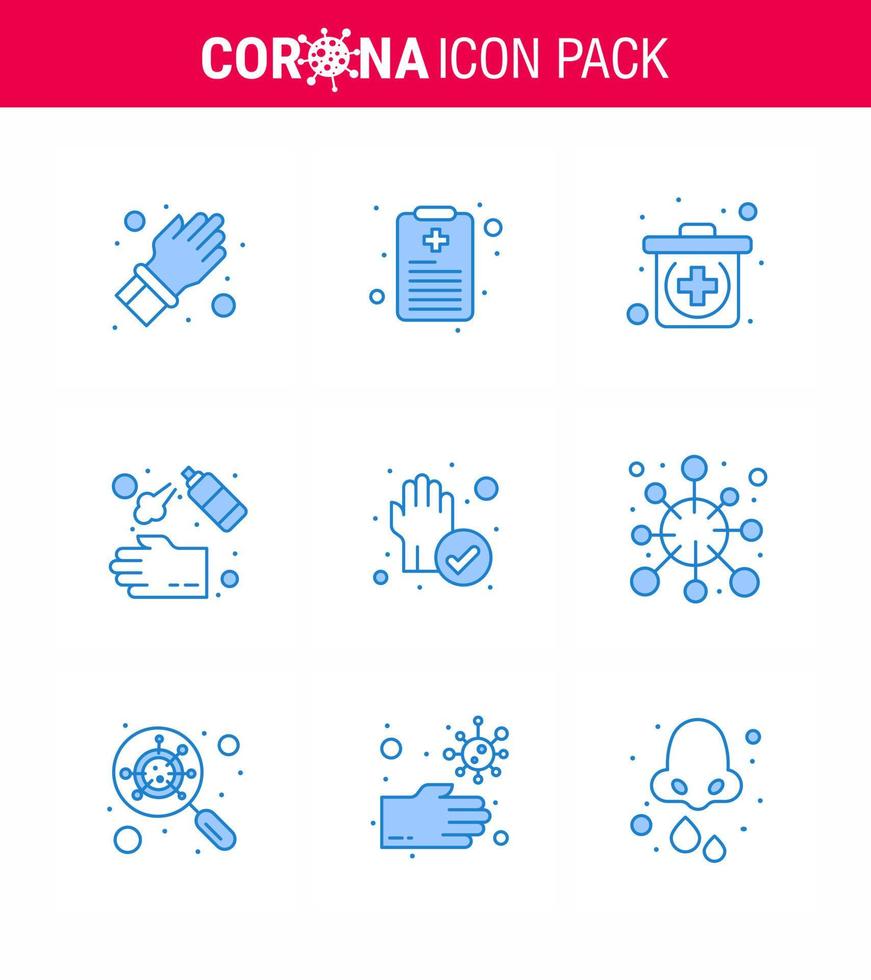 Corona virus disease 9 Blue icon pack suck as protection hand kit wash hand viral coronavirus 2019nov disease Vector Design Elements