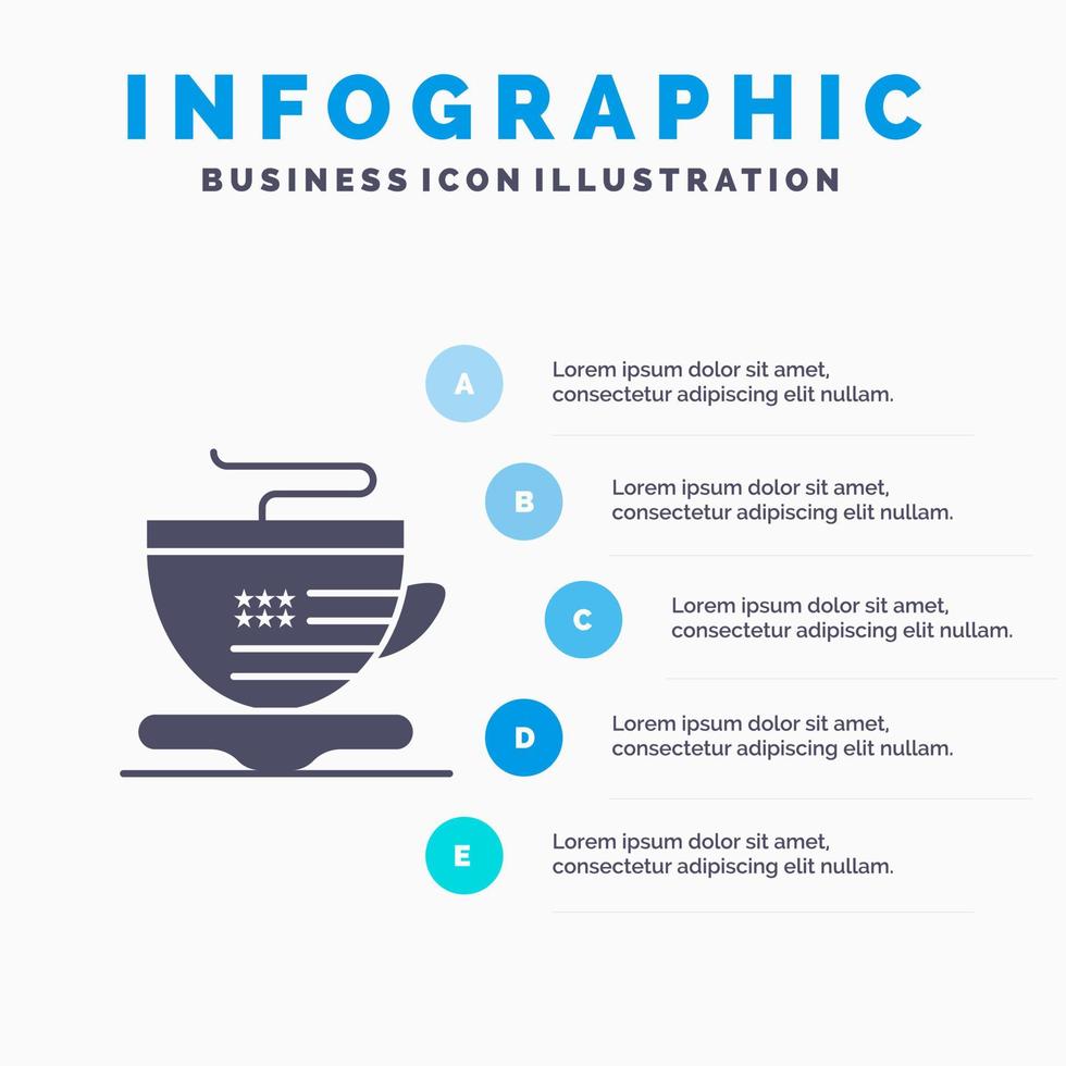 Tea Cup Coffee Usa Solid Icon Infographics 5 Steps Presentation Background vector