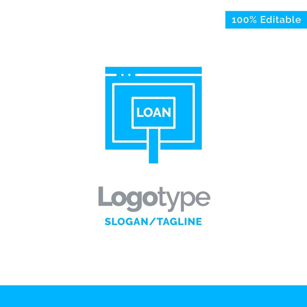 crédito internet préstamo dinero en línea azul sólido logotipo plantilla lugar para eslogan vector