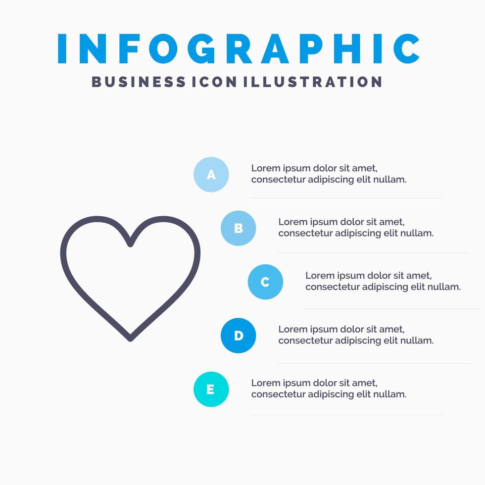 Love Heart Sign Wedding Line icon with 5 steps presentation infographics Background vector