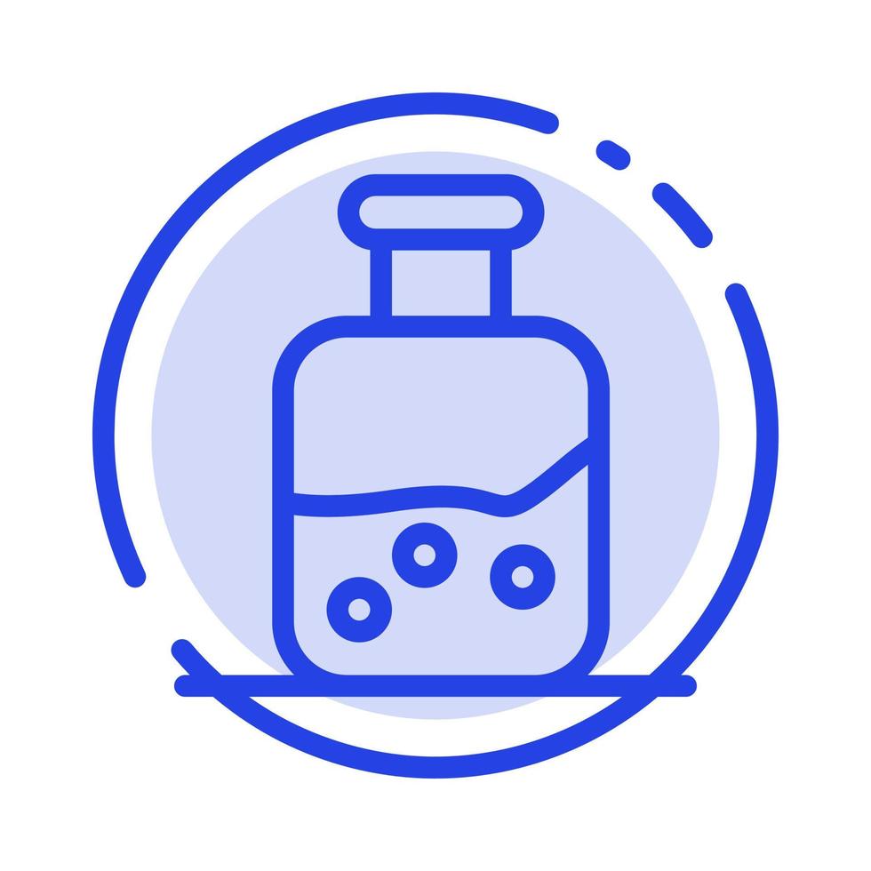 Lab Test Science Bottle Blue Dotted Line Line Icon vector