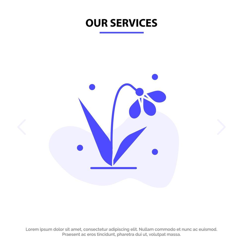 nuestros servicios decoración planta de pascua tulipán glifo sólido icono plantilla de tarjeta web vector