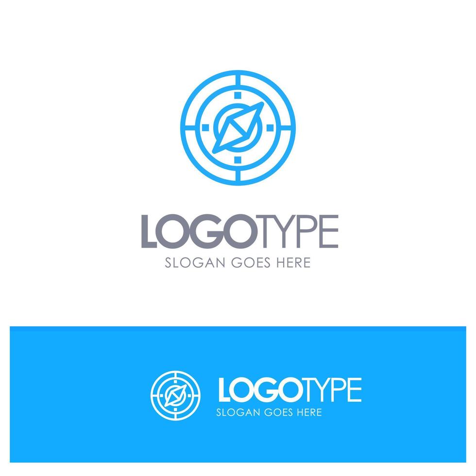 Navigation Navigator Compass Location Blue outLine Logo with place for tagline vector