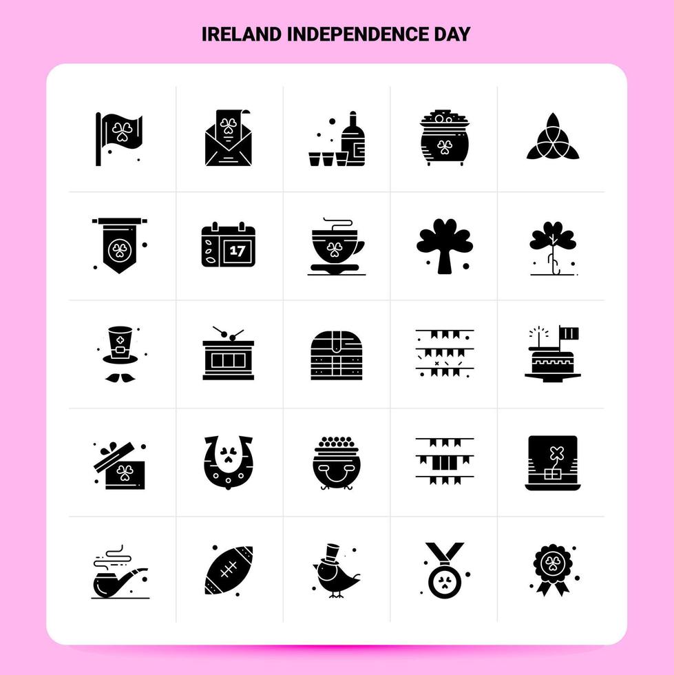 Solid 25 Ireland Independence Day Icon set Vector Glyph Style Design Black Icons Set Web and Mobile Business ideas design Vector Illustration