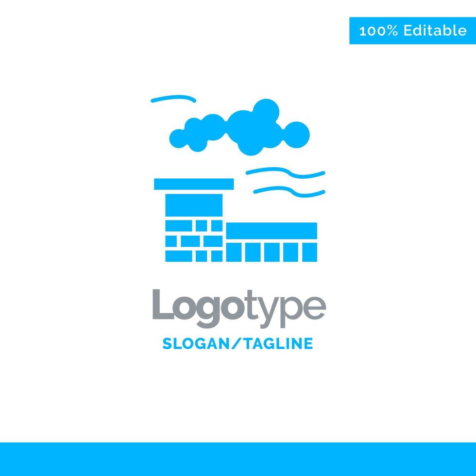Factory Industry Landscape Blue Solid Logo Template Place for Tagline vector