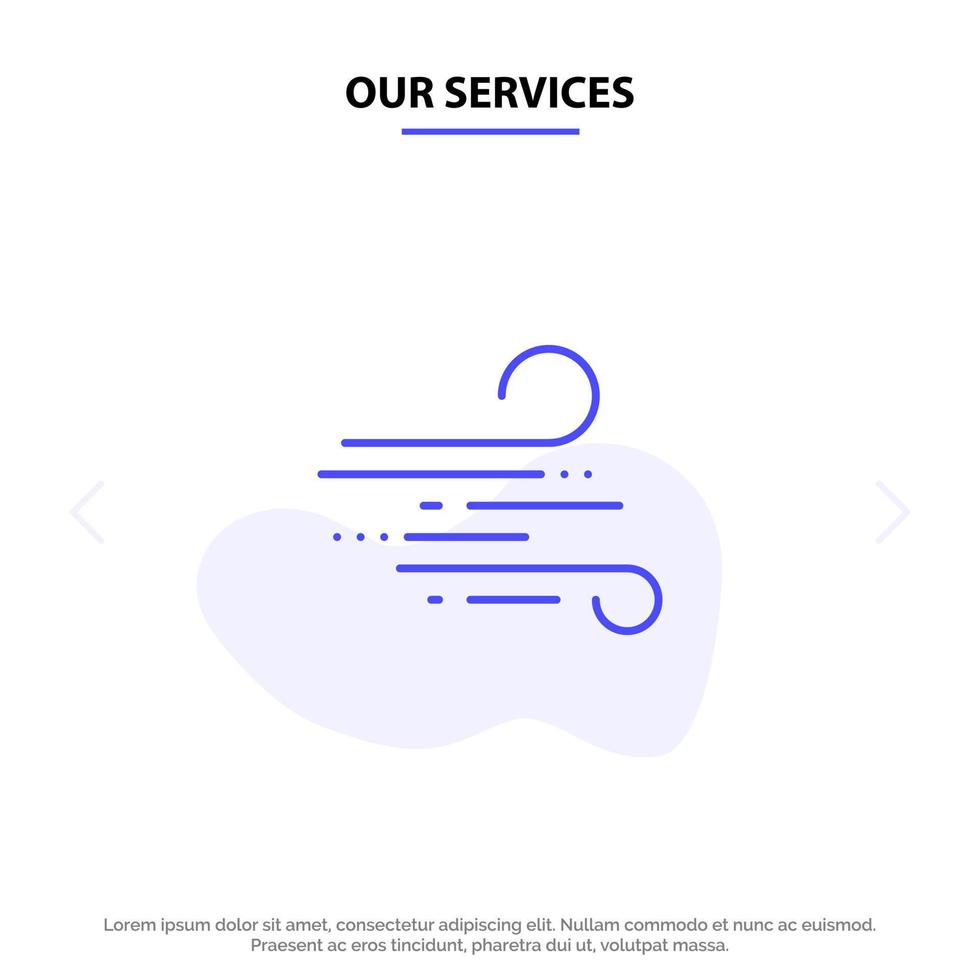 Our Services Blow Weather Wind Spring Solid Glyph Icon Web card Template vector